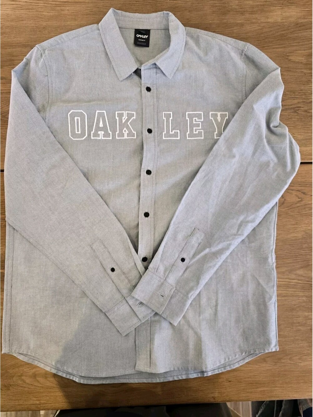 Men's Oakley Custom Fit Icon Oxford Logo Button-Front Long Sleeve Shirt Size XL